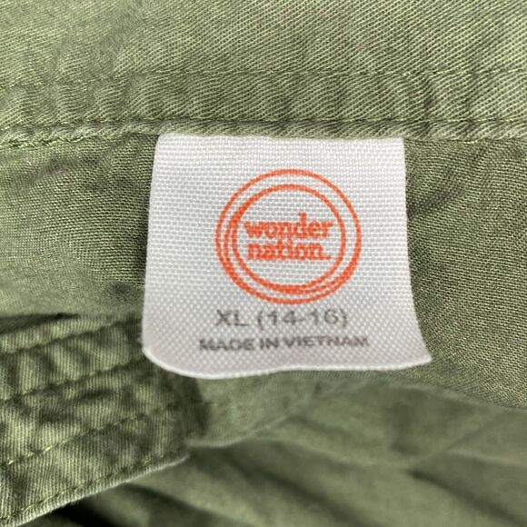 5/$25 Wonder Nation Green Denim Floral Embroidered Button Down Dress Pockets XL - Picture 6 of 8